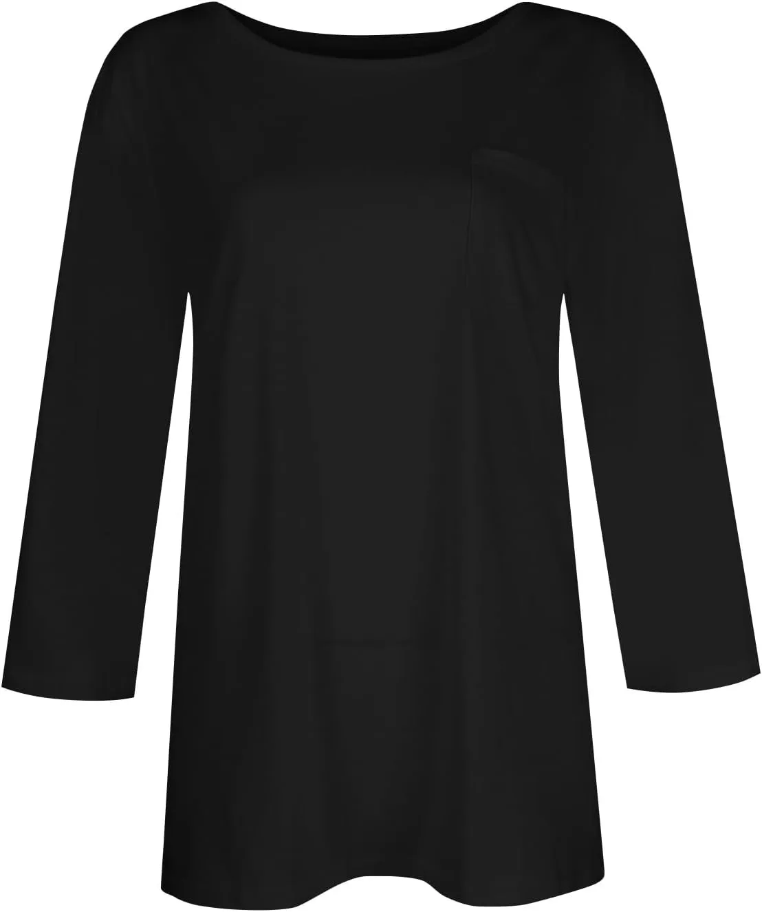 3/4 Length Sleeve Womens Tops Dressy Pocket Basic Crew Neck T Shirts Loose Fit Casual Comfy Three Quarter Blouses