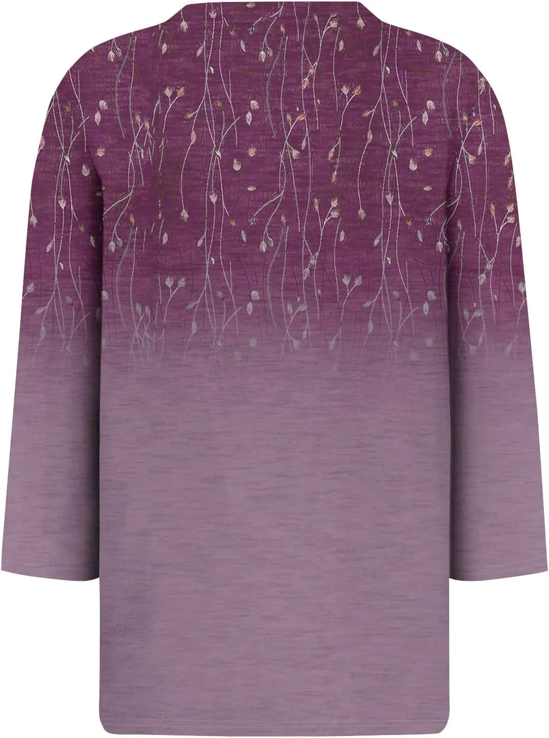 3/4 Length Sleeve Womens Tops Fashion Floral Print Vintage Tshirts 2025 Summer Casual Loose Crew Neck Blouses