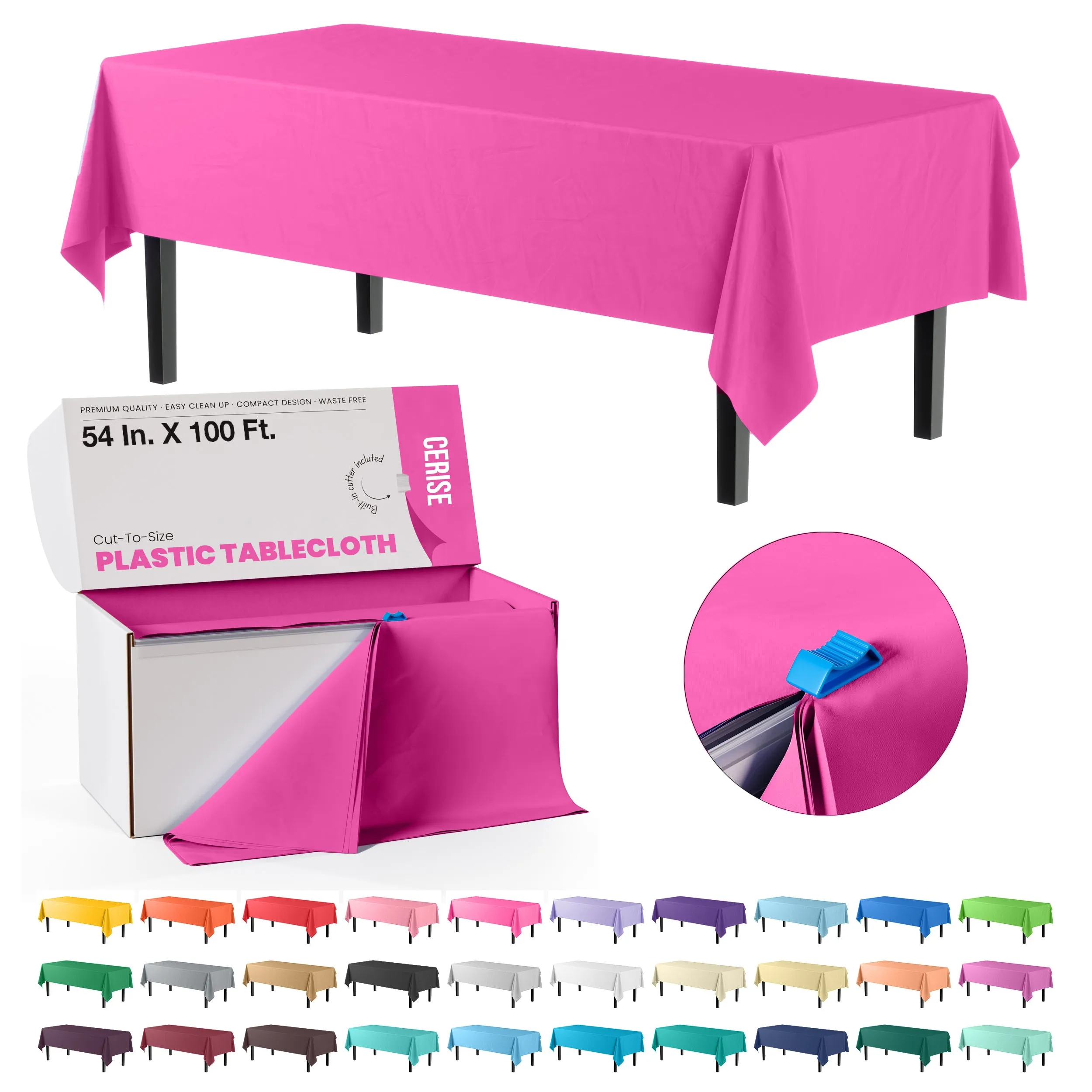 54 In. x 100 Ft. Cut To Size Table Roll | Hot Pink