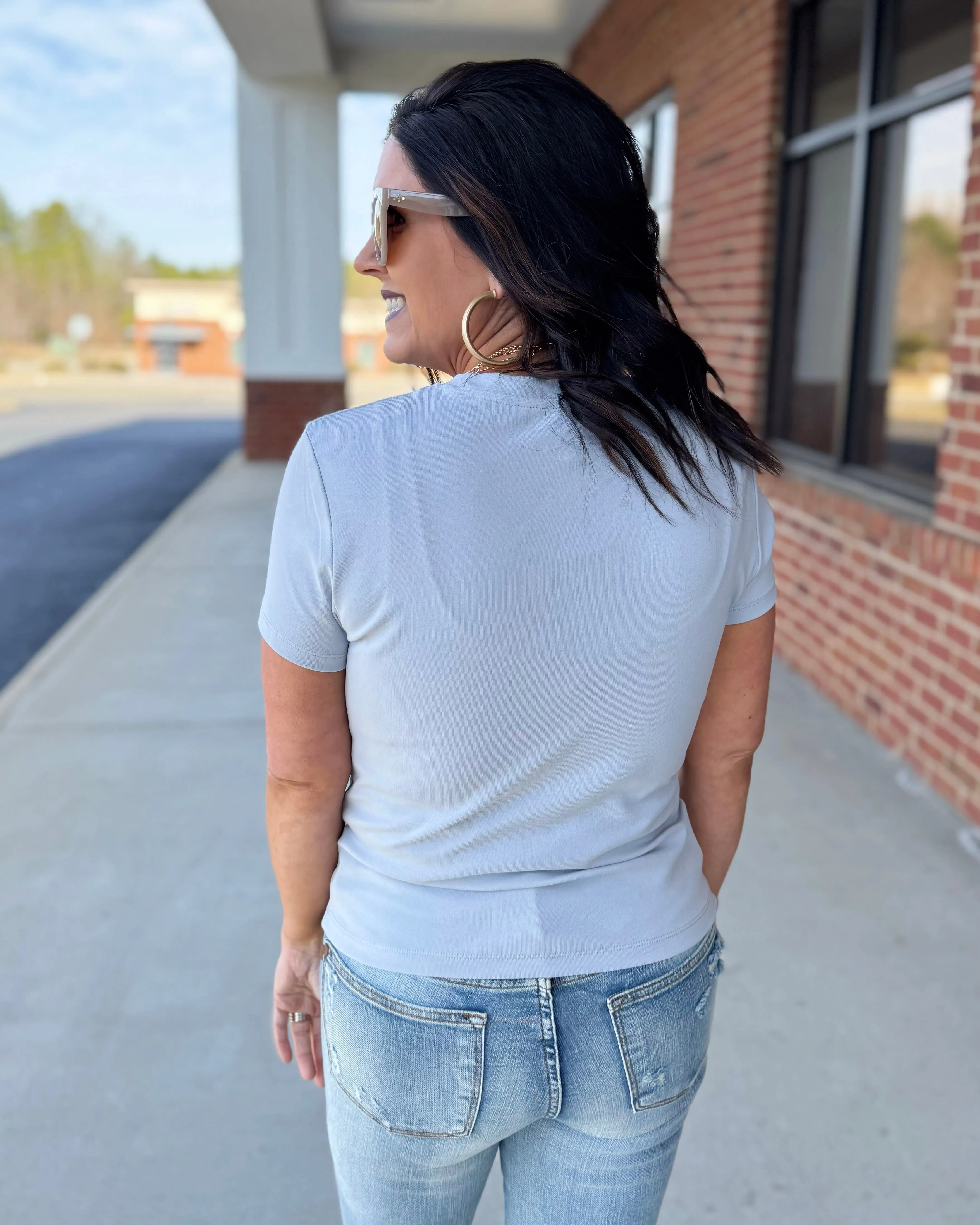 Adele Cotton Relaxed Tee in Blue