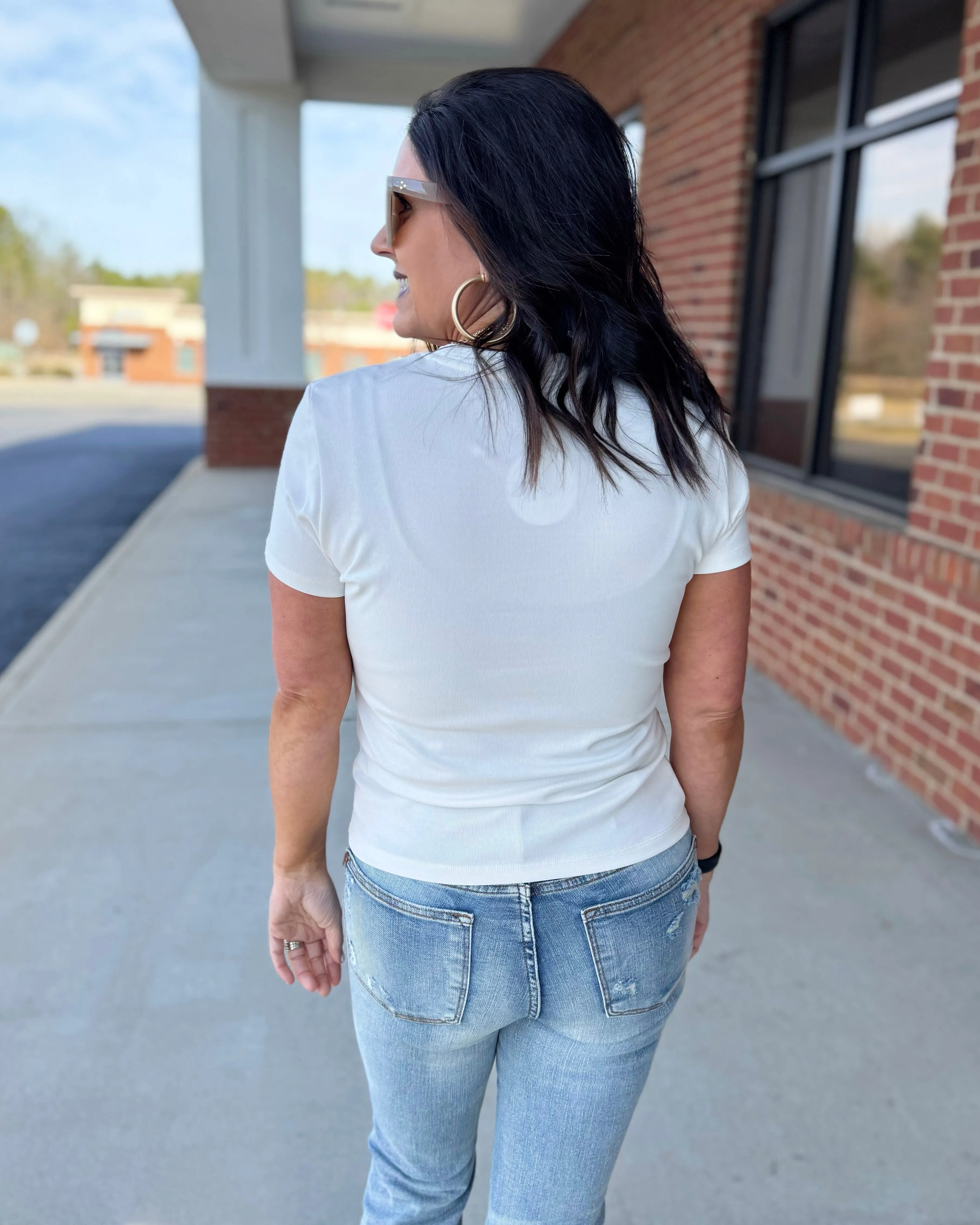 Adele Cotton Relaxed Tee in White