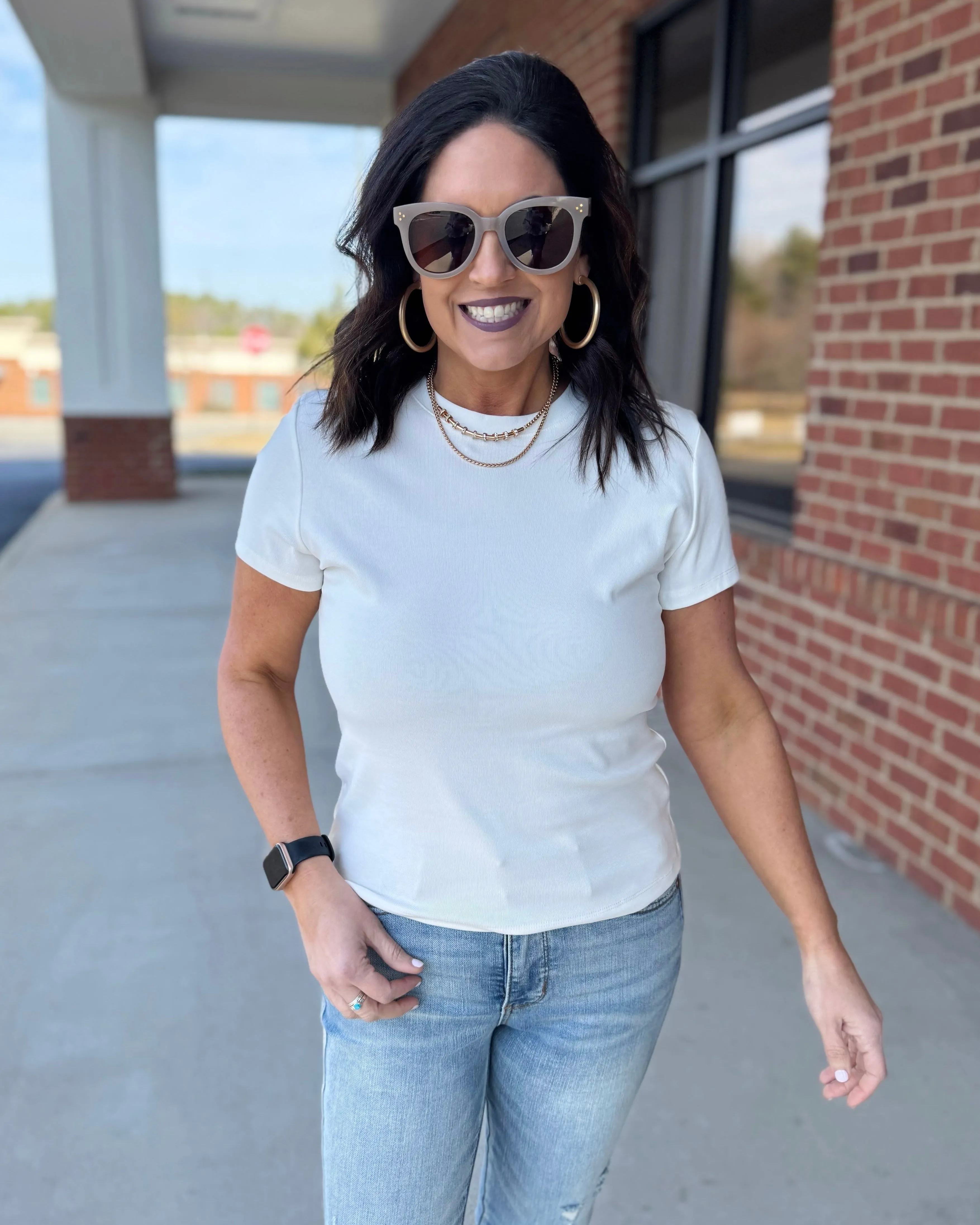 Adele Cotton Relaxed Tee in White