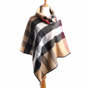 Adult Size - ARIA Plaid Collared Poncho - in 4 Colors