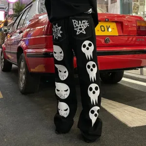 Advbridge Y2k baggy jeans Harajuku Fashion Hip Hop Print  Men's Women's Black Denim Pants New Rock Punk Wide Foot Trousers Streetwear