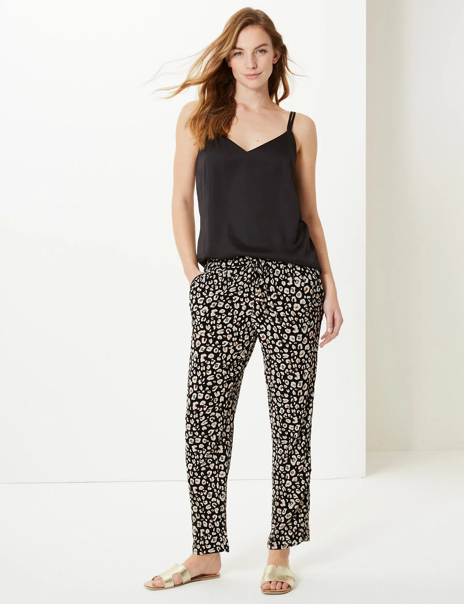 Animal Print Ankle Grazer Peg Trousers
