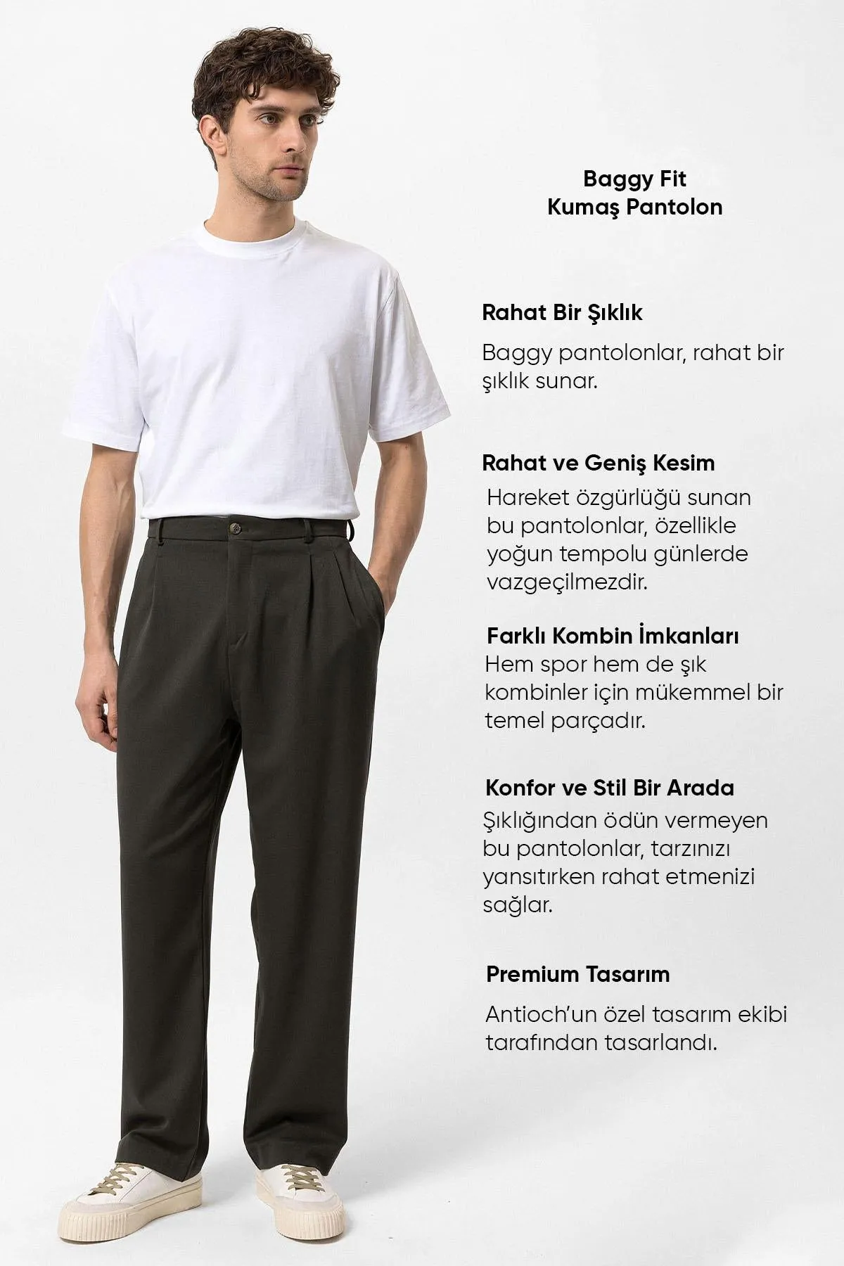 ANT High Waist Pleated Comfortable Fit Men's Trousers - Treviso