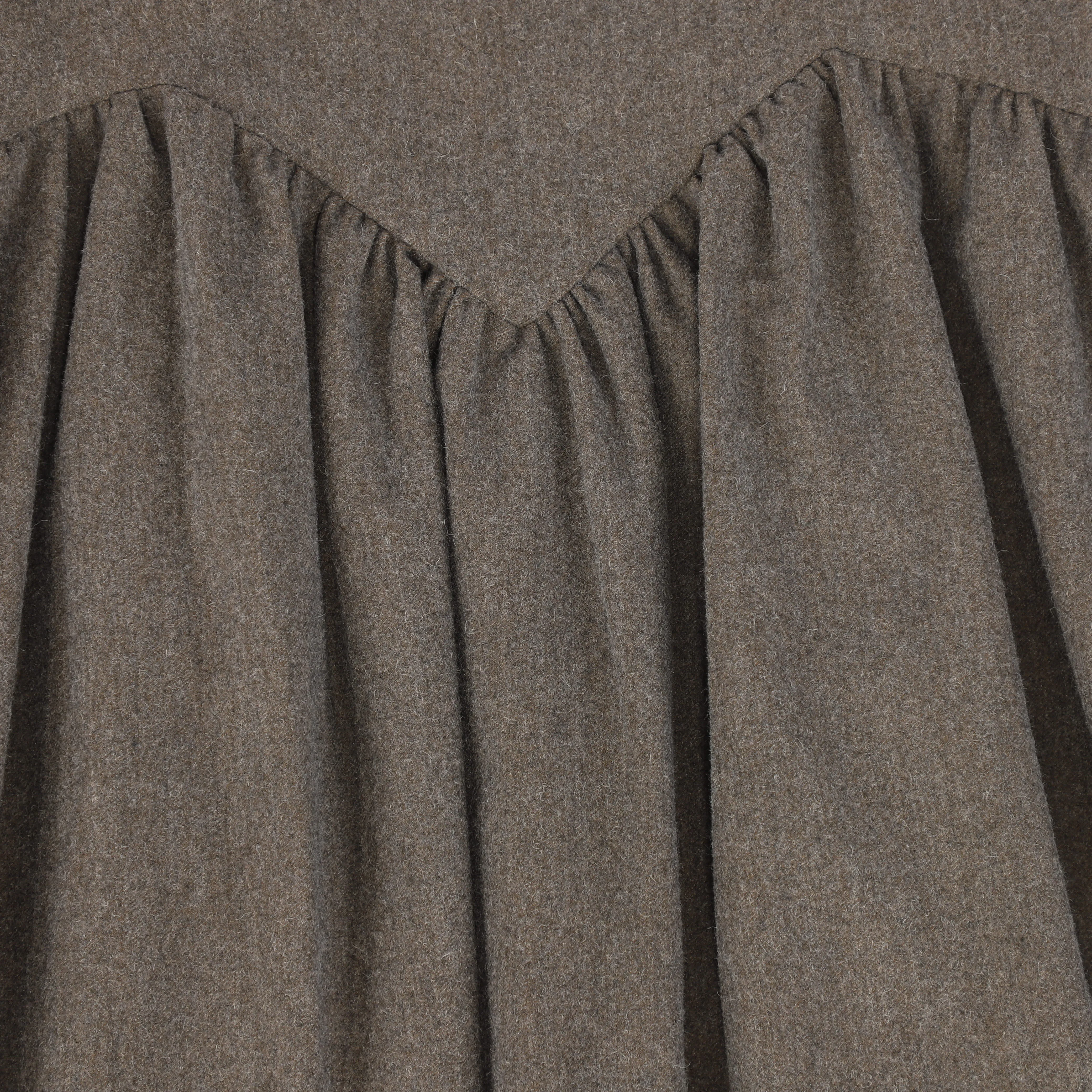 Bamboo Mocha Wool V Detail Midi Skirt