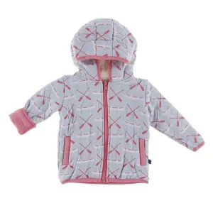 Bamboo Quilted Jacket with Sherpa-Lined Hood - Dew Paddles and Canoe/Strawberry