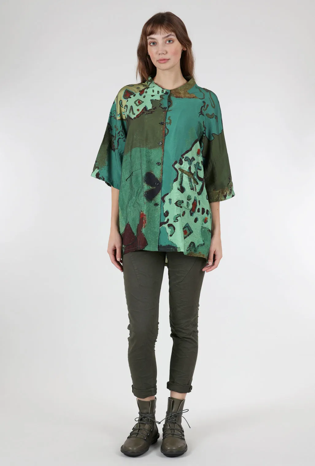 BDF Collarless Swing Jacket, Forest