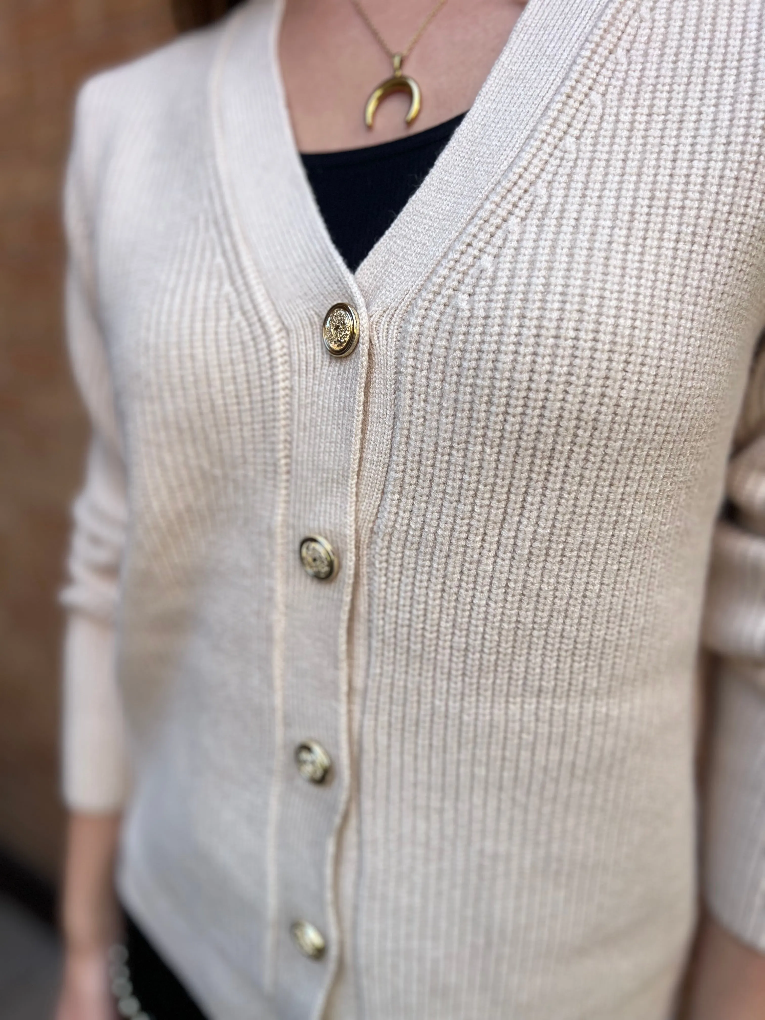 BEDO PINE NUT MILITARY BUTTON CARDI