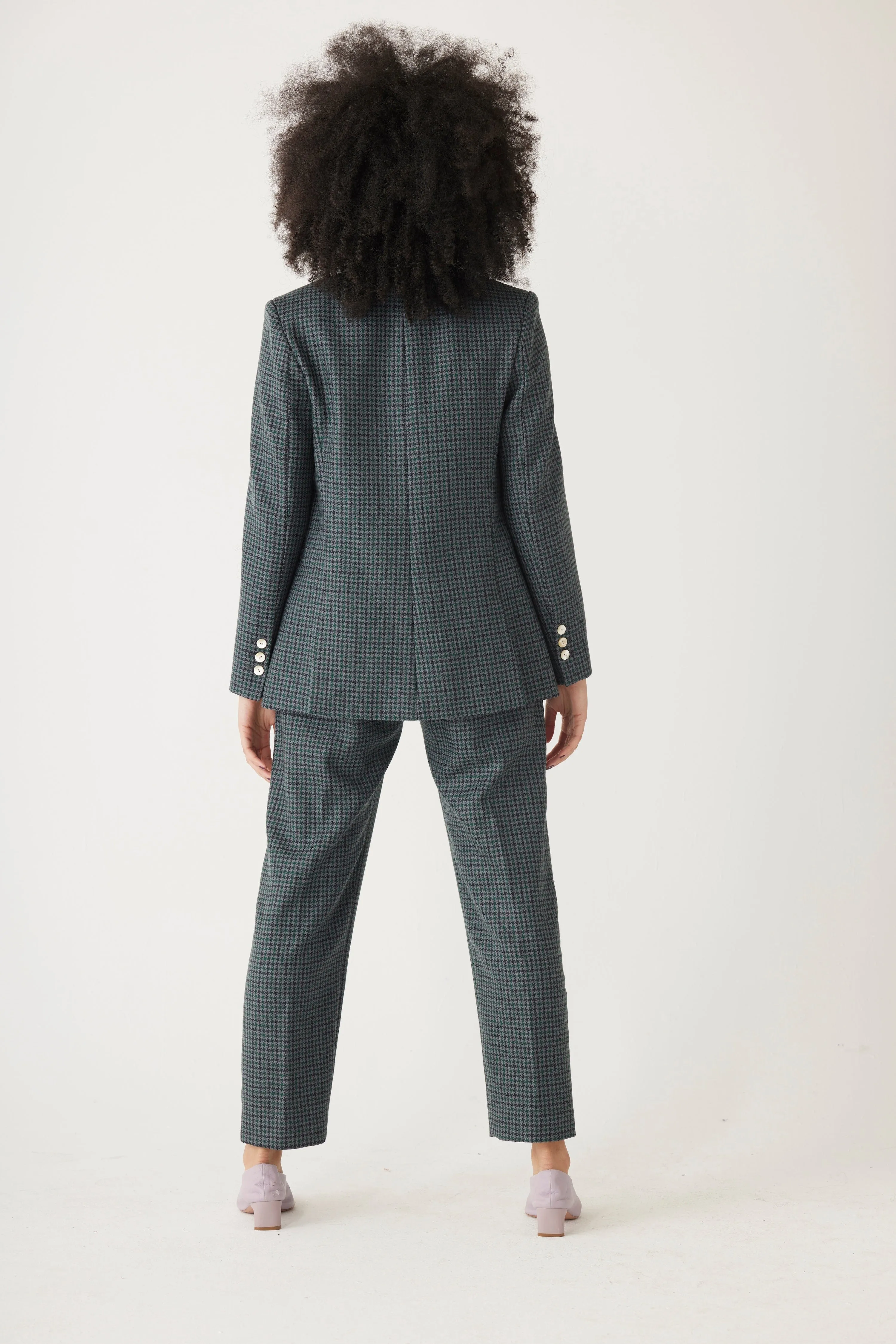 Bianca Blazer in Evergreen Houndstooth Wool