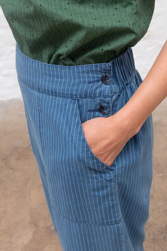 Bibico BS24WP003 Anna Blue Denim Stripe Culotte Trousers