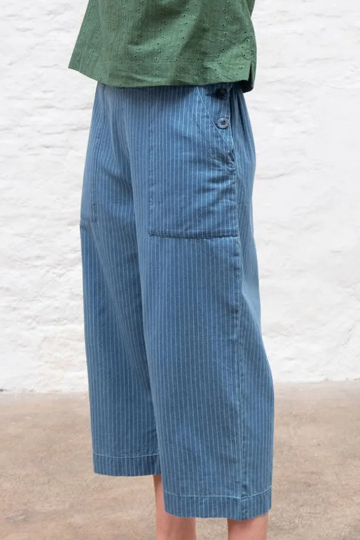 Bibico BS24WP003 Anna Blue Denim Stripe Culotte Trousers