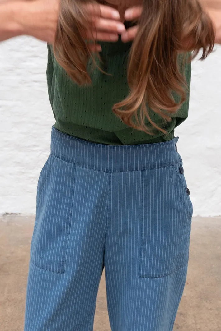 Bibico BS24WP003 Anna Blue Denim Stripe Culotte Trousers