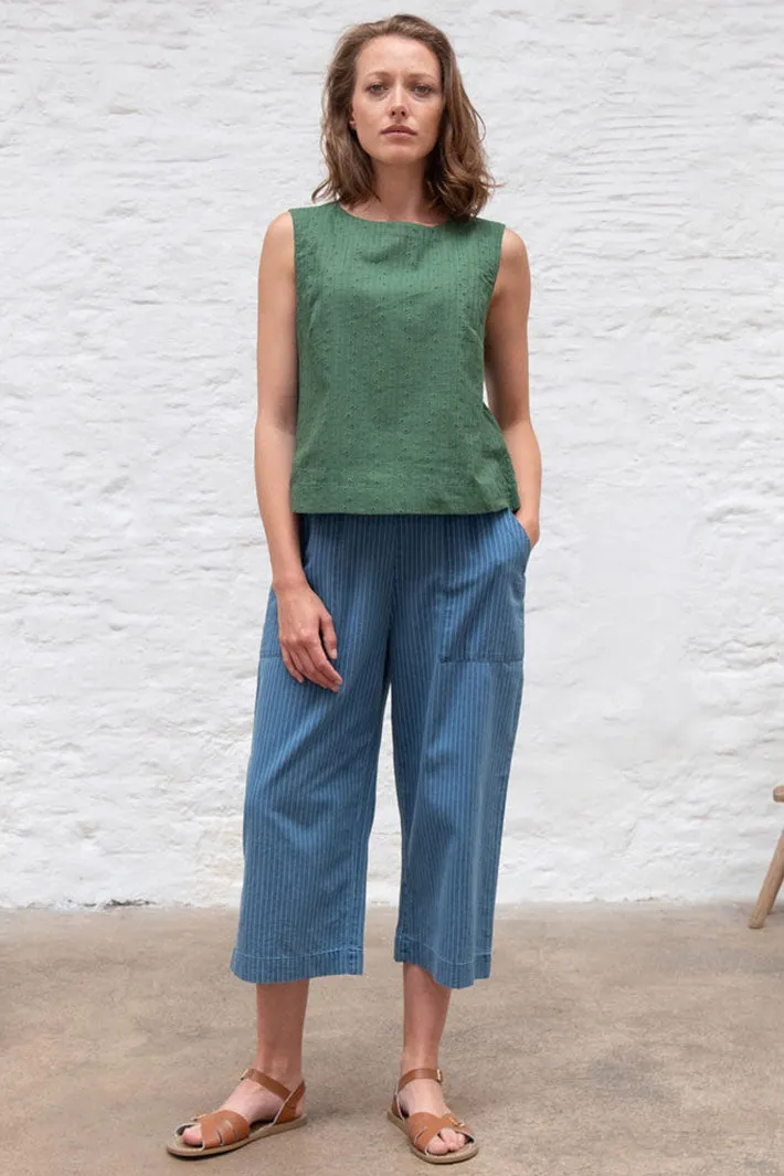 Bibico BS24WP003 Anna Blue Denim Stripe Culotte Trousers