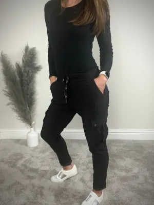 BLACK CARGO TROUSER
