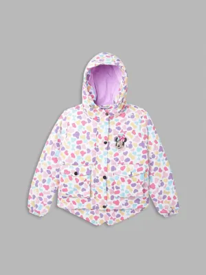 Blue Giraffe Girls Multi-Color Printed Hooded Full Sleeves Jacket
