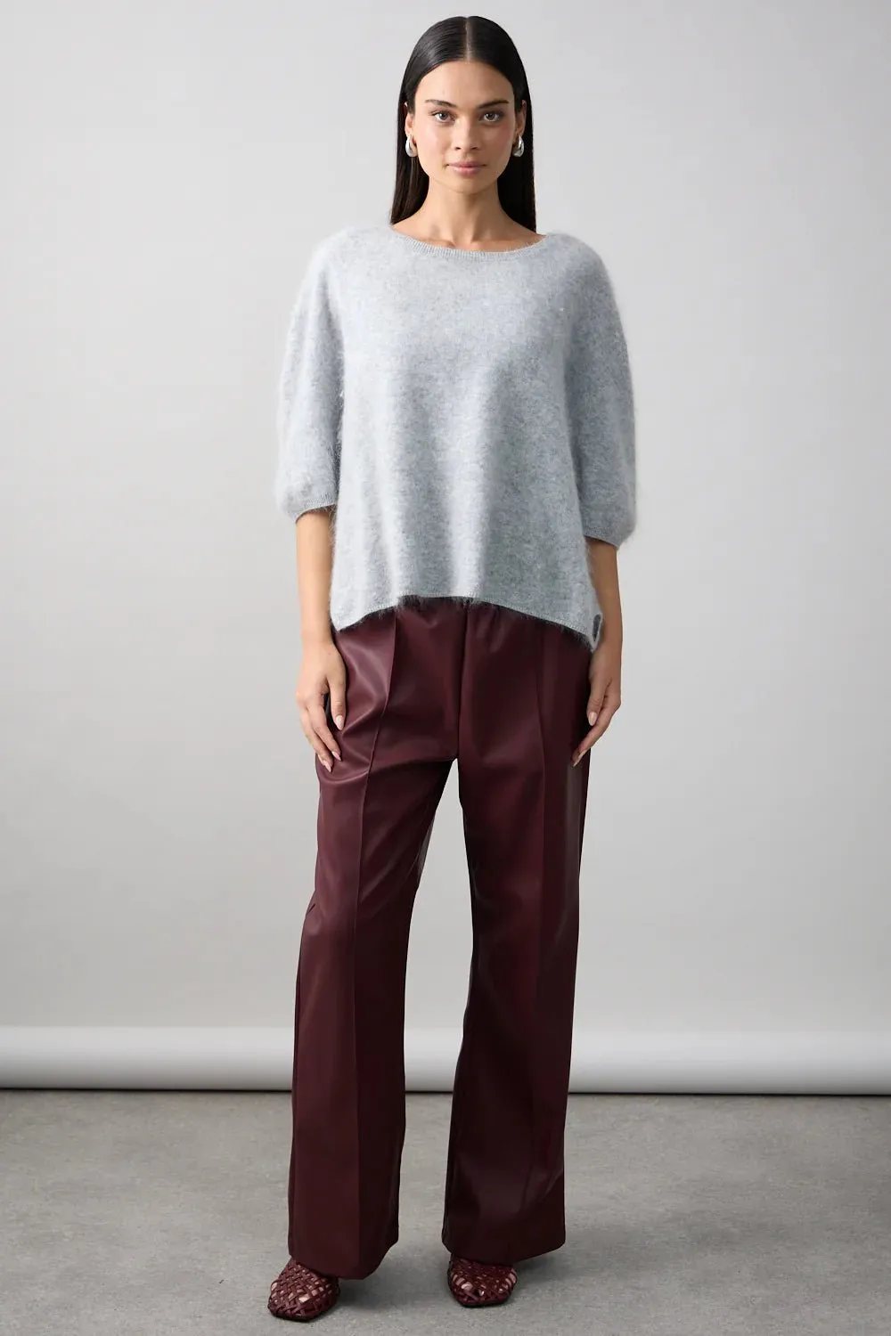 Brushed Cashmere Erika Tee  Silver