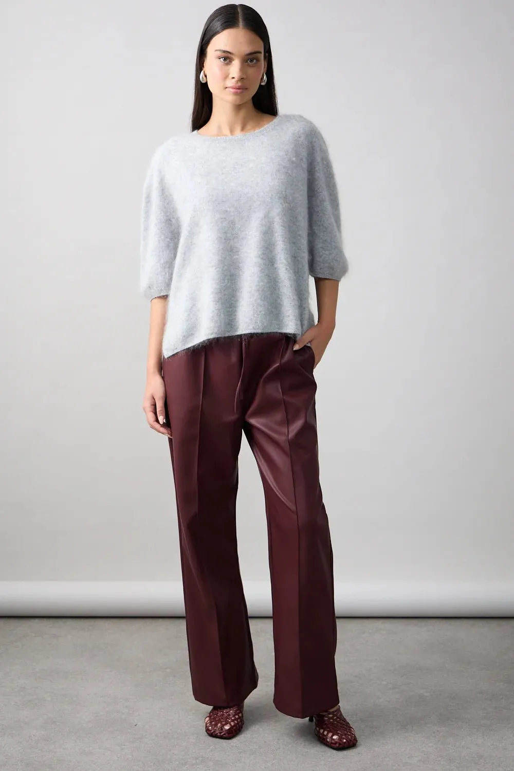Brushed Cashmere Erika Tee  Silver