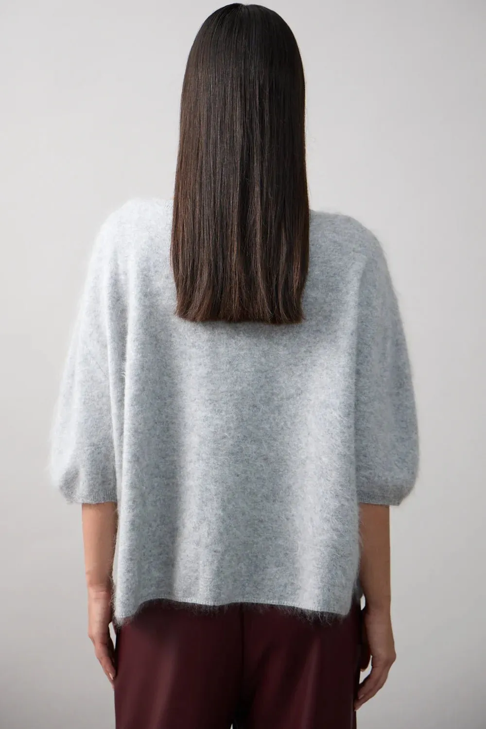 Brushed Cashmere Erika Tee  Silver