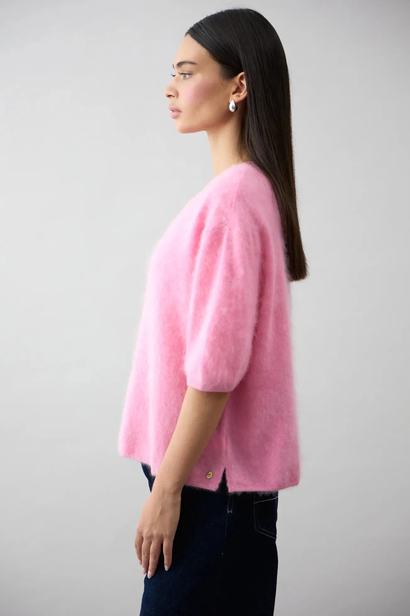 Brushed Cashmere Erika Tee  Strawberry Ice