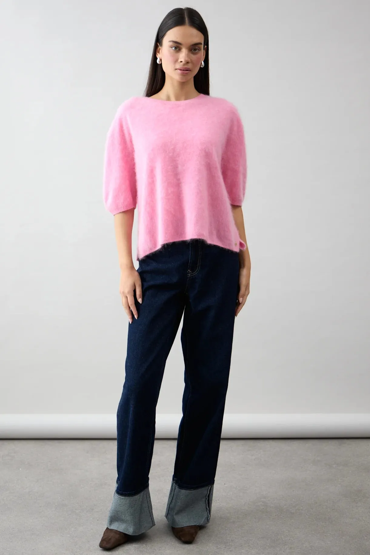 Brushed Cashmere Erika Tee  Strawberry Ice