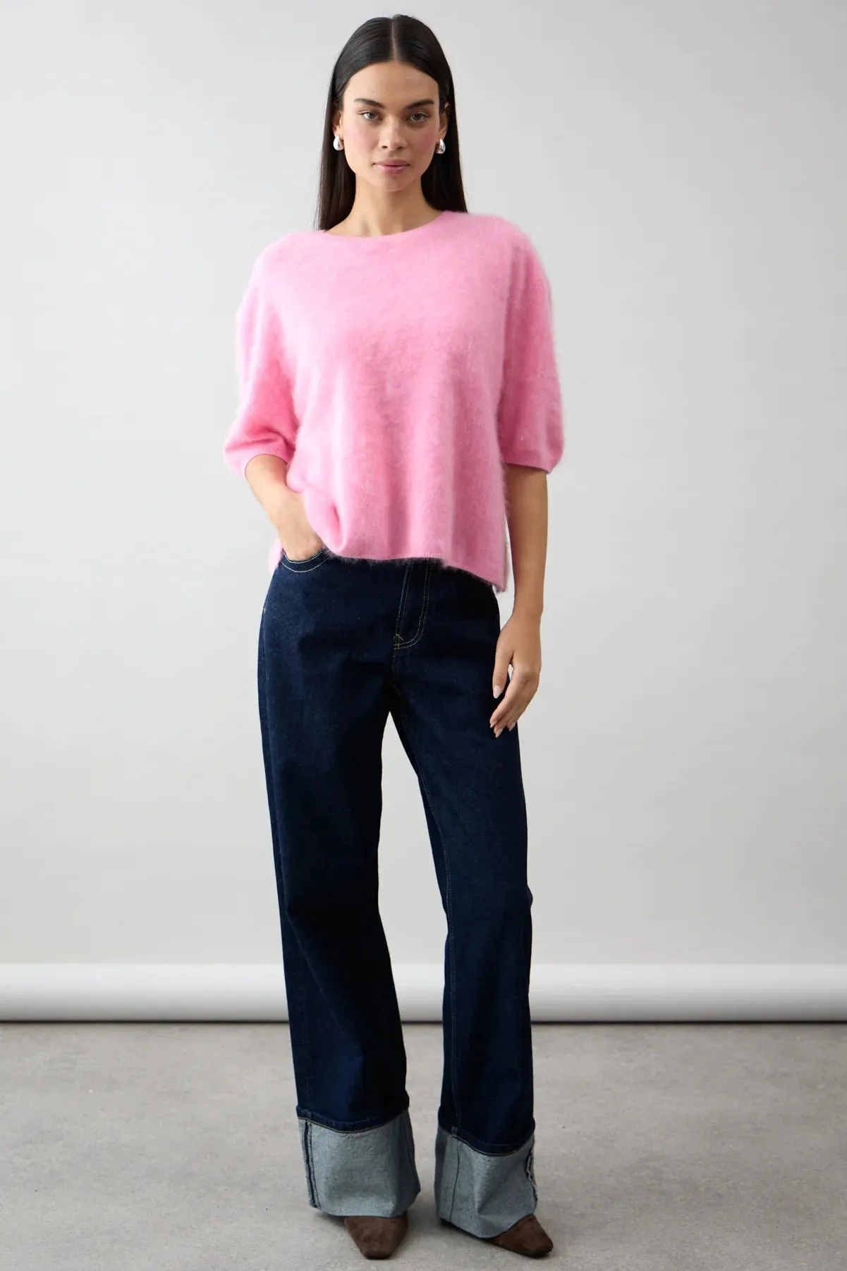 Brushed Cashmere Erika Tee  Strawberry Ice