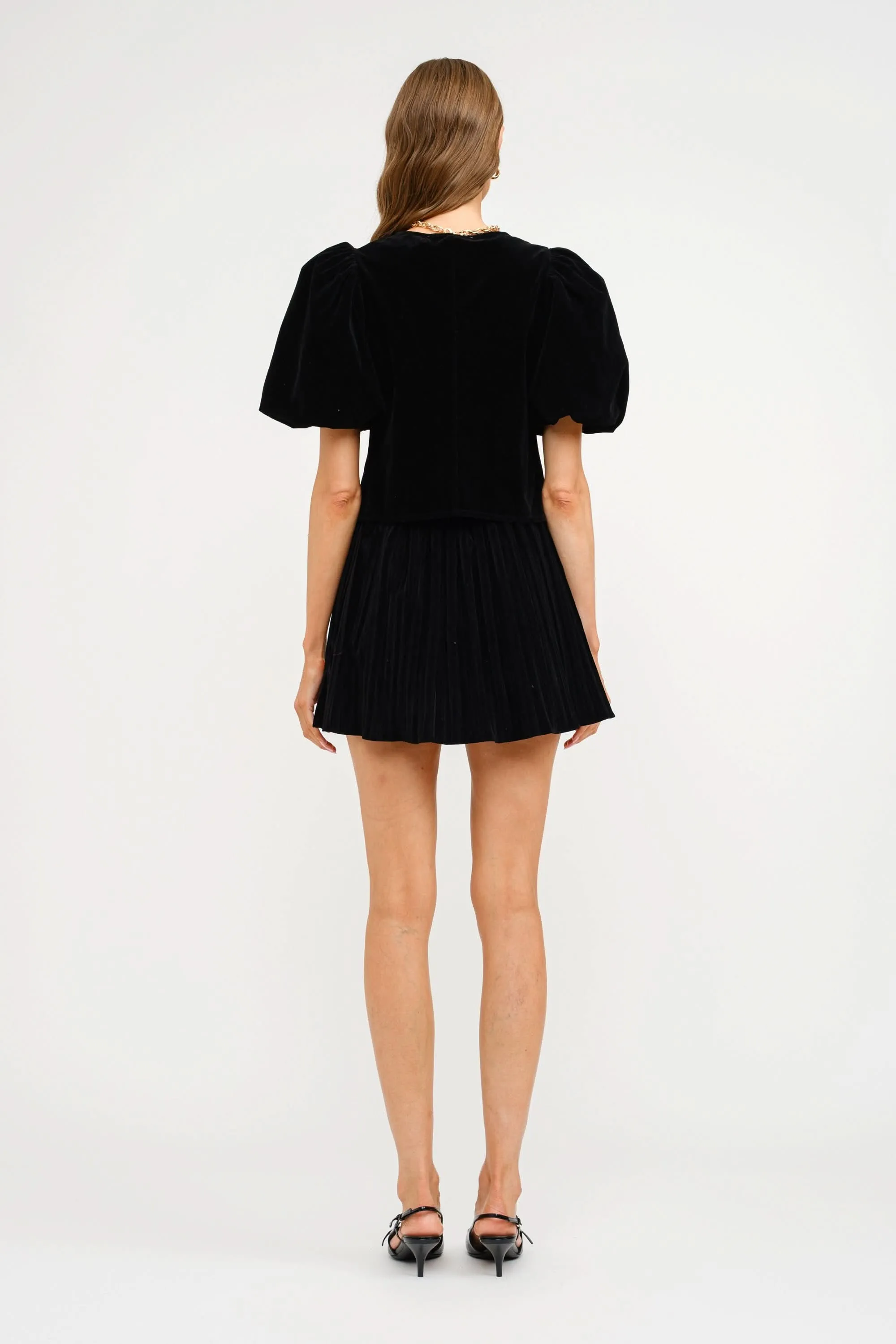 Carmen Velvet Blouse-Black