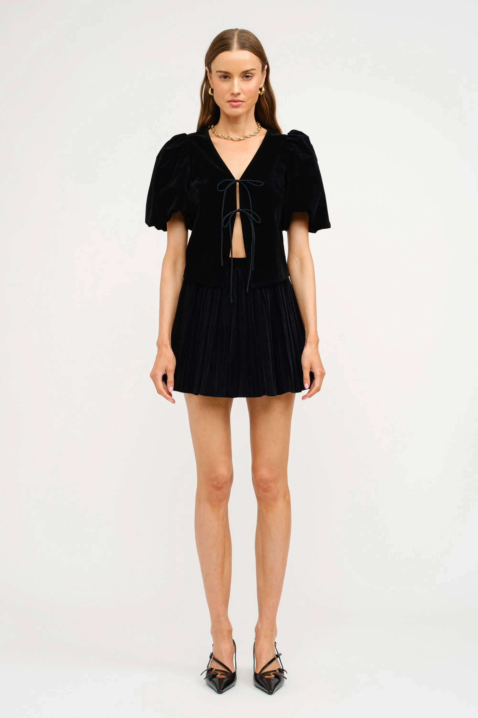 Carmen Velvet Blouse-Black