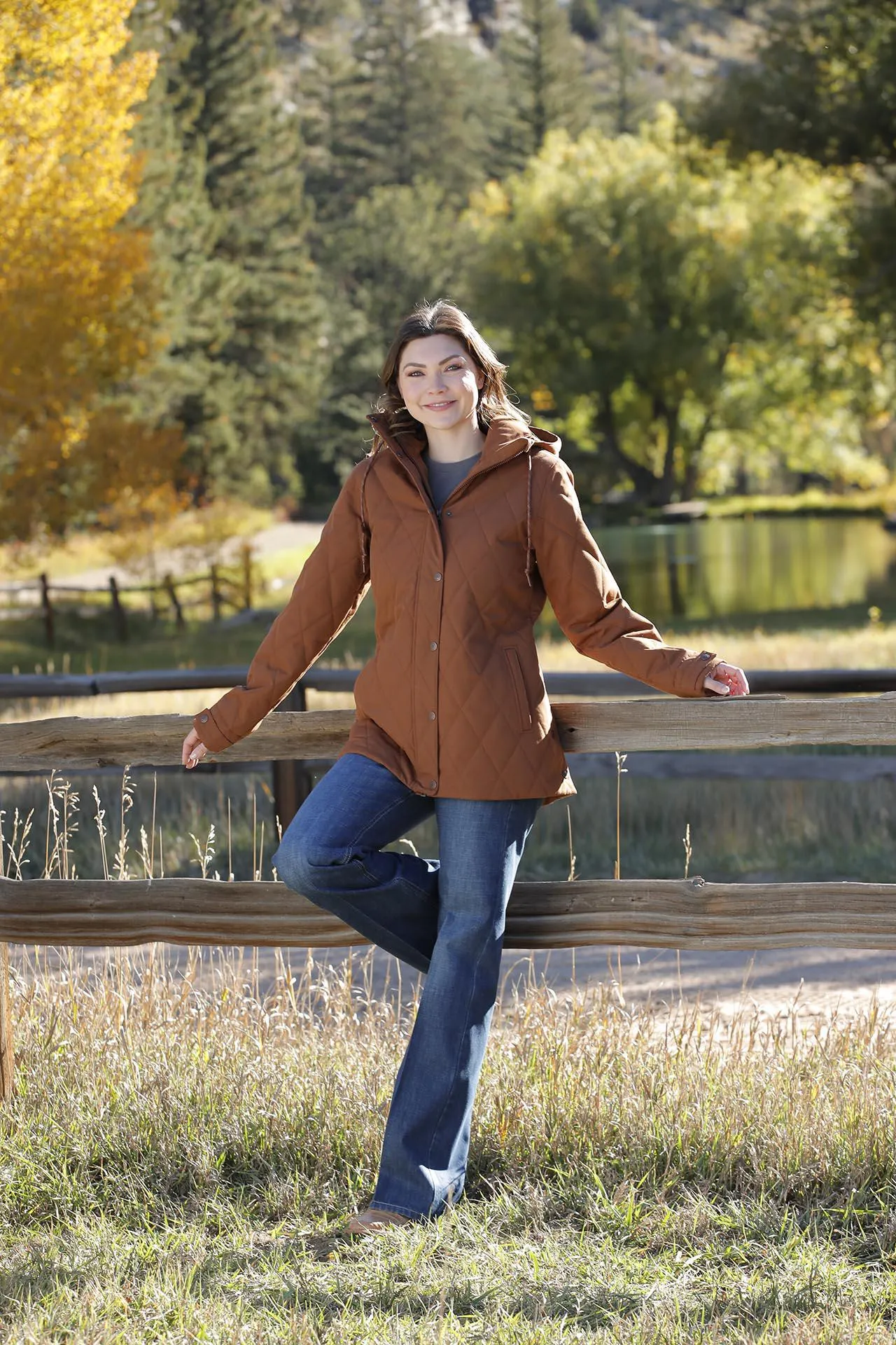 Cinch Women's 3/4 Length Barn Coat Brown