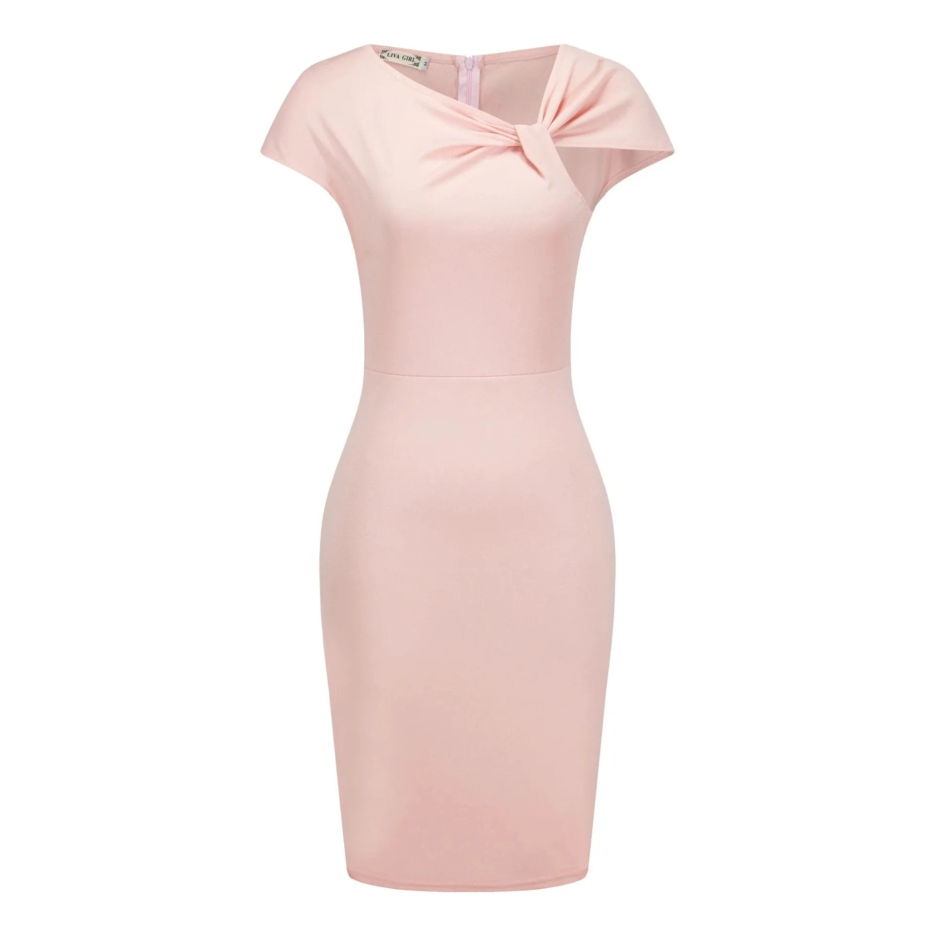 Clearance Slim V-neck Short Sleeve Knee Length Dress