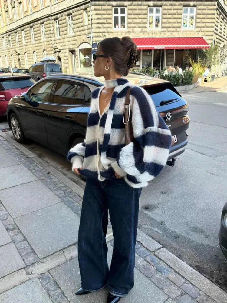Colette™ - Striped Oversized Knit Cardigan