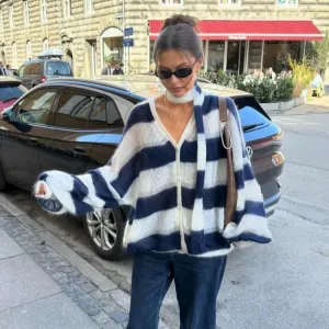 Colette™ - Striped Oversized Knit Cardigan