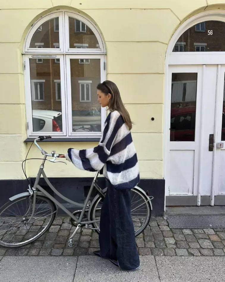 Colette™ - Striped Oversized Knit Cardigan