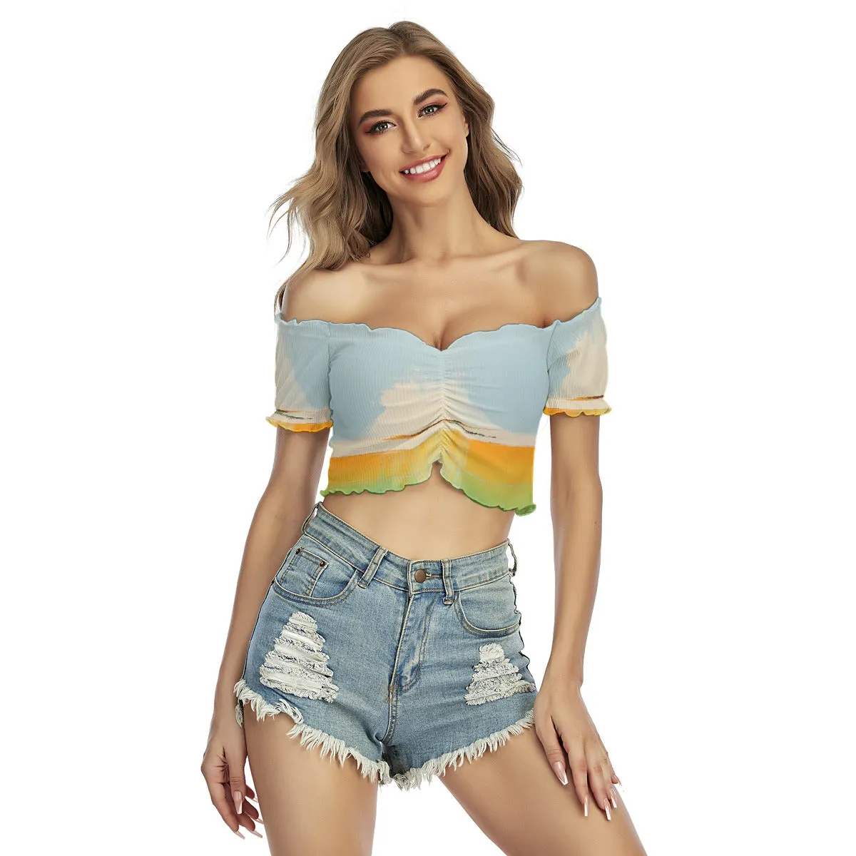 Colorful Off Shoulder Shirt