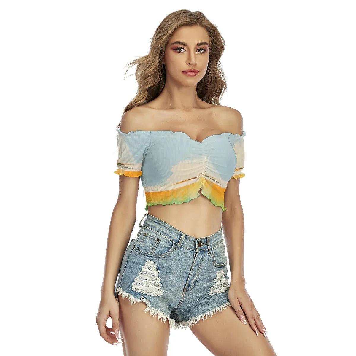 Colorful Off Shoulder Shirt