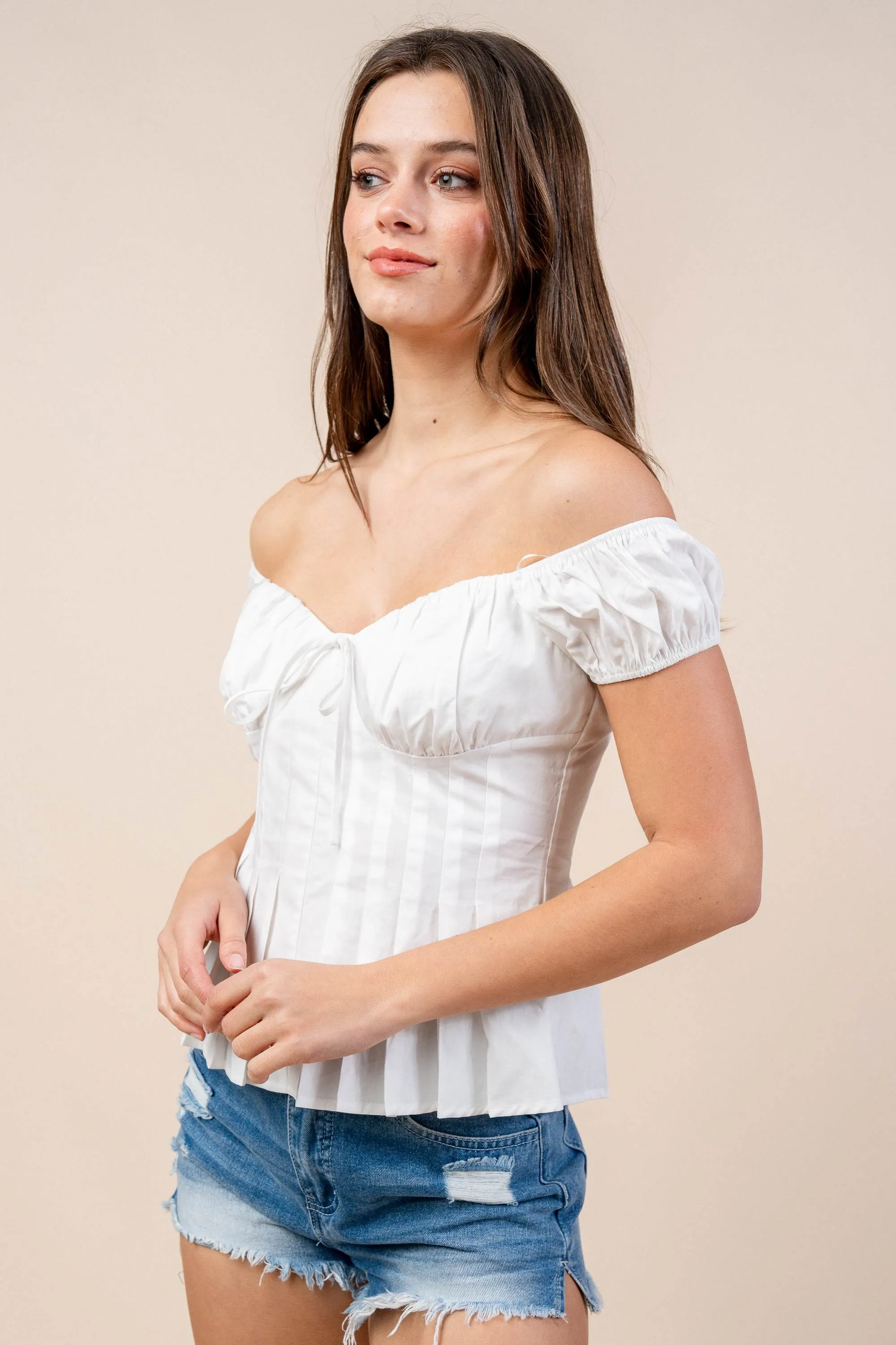 CT10405K / OFF SHOULDER PEPLUM TOP