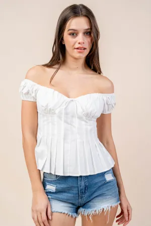 CT10405K / OFF SHOULDER PEPLUM TOP