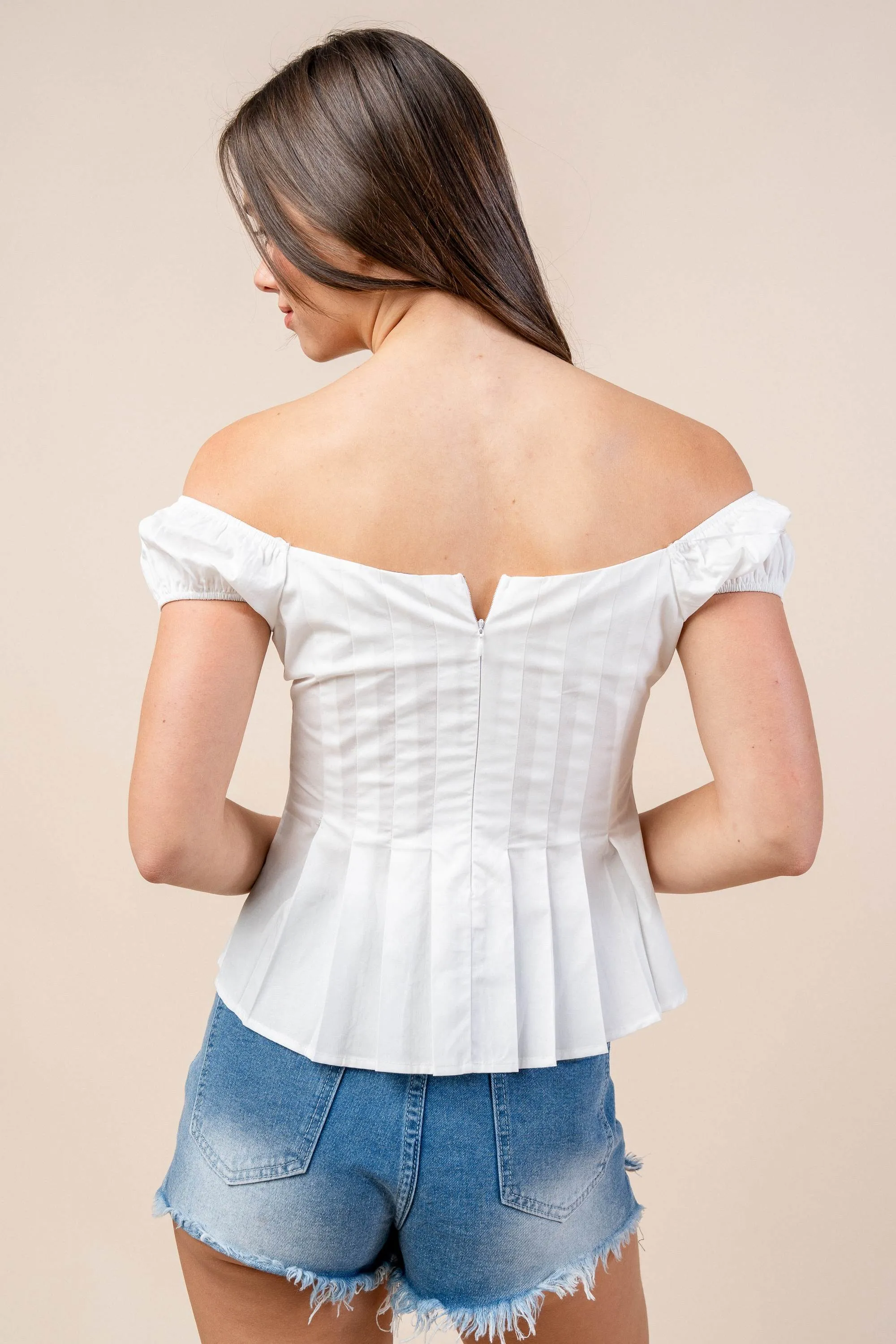 CT10405K / OFF SHOULDER PEPLUM TOP