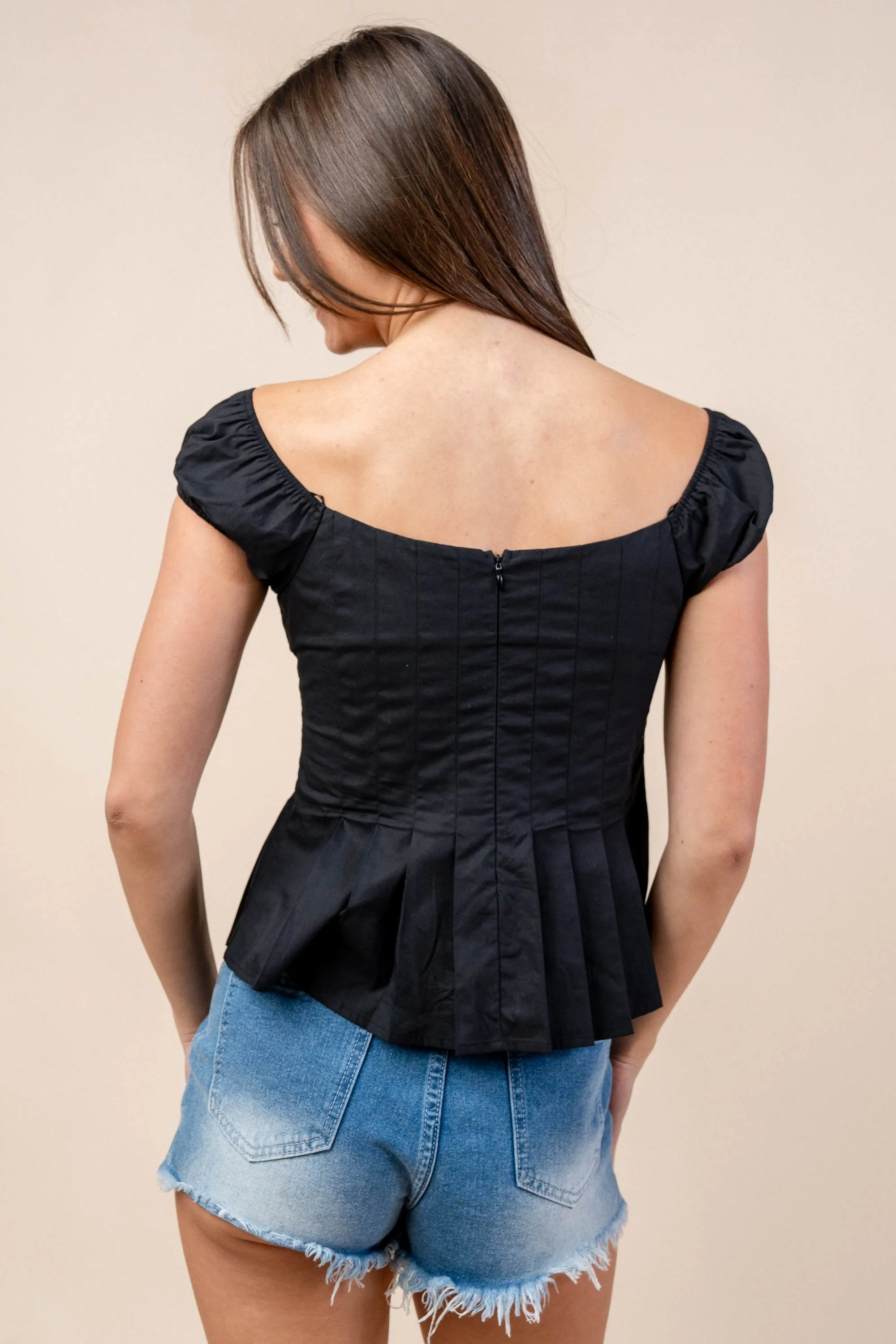 CT10405K / OFF SHOULDER PEPLUM TOP