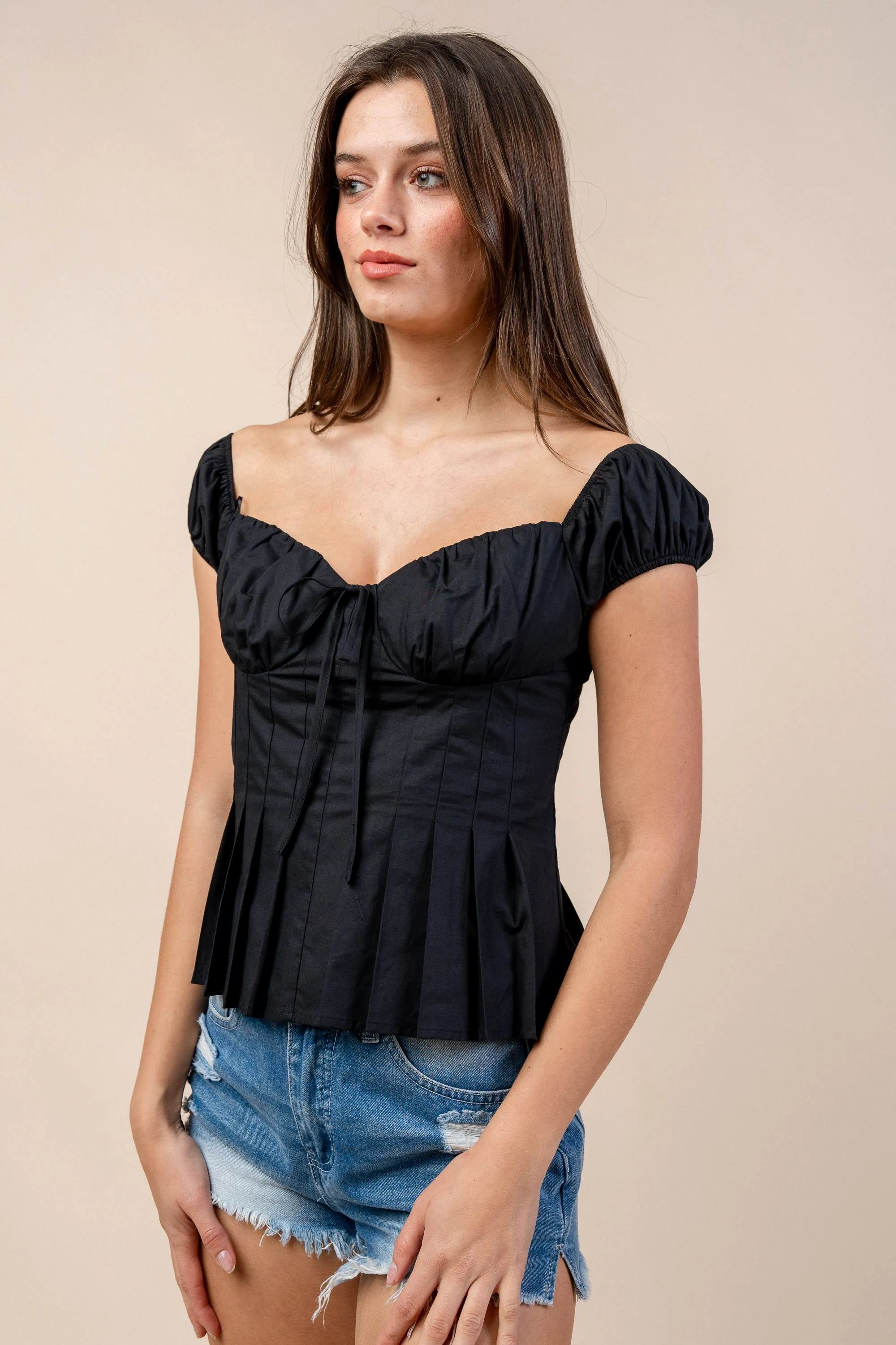 CT10405K / OFF SHOULDER PEPLUM TOP