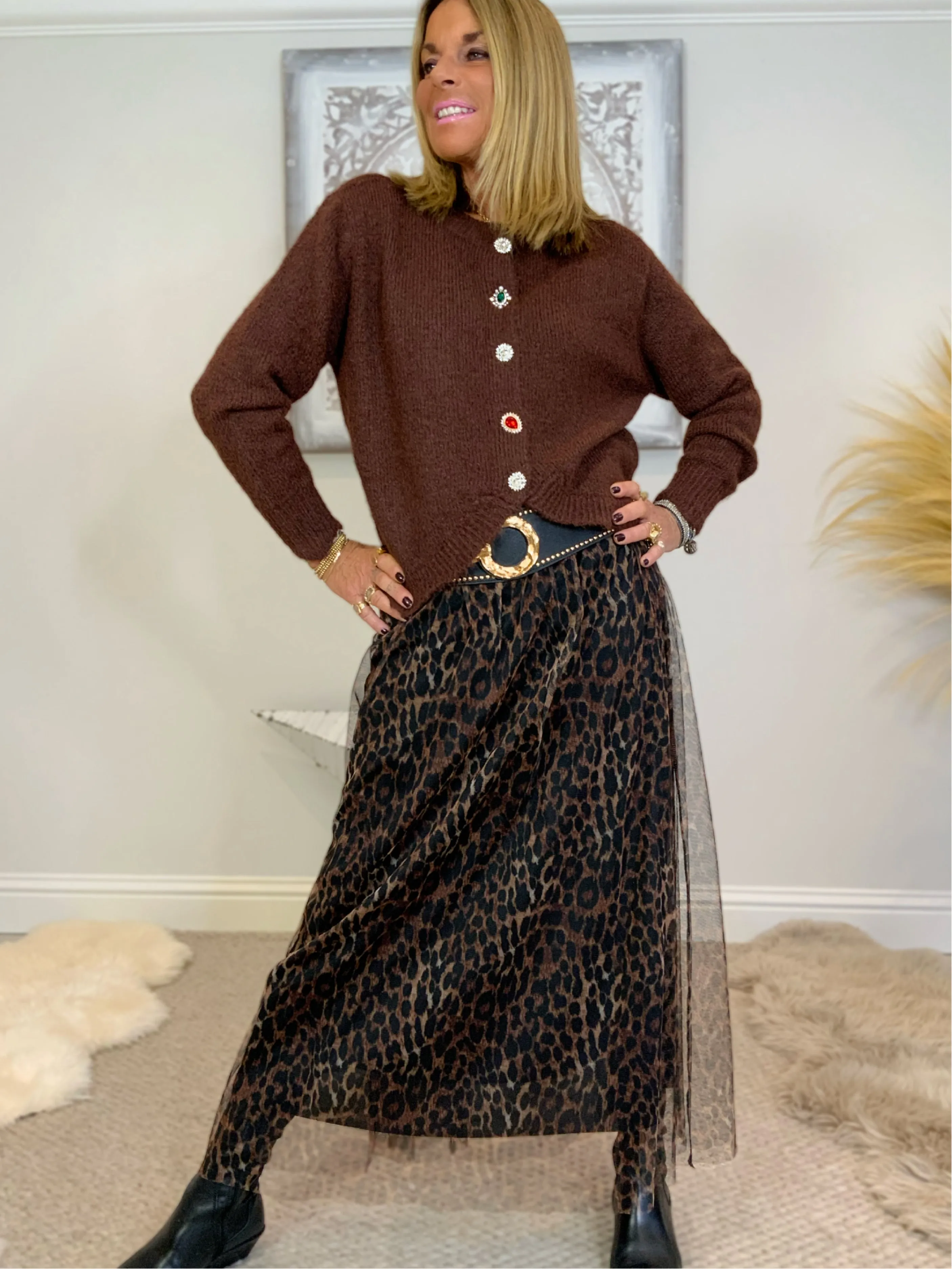 Diamante Button Cardigan