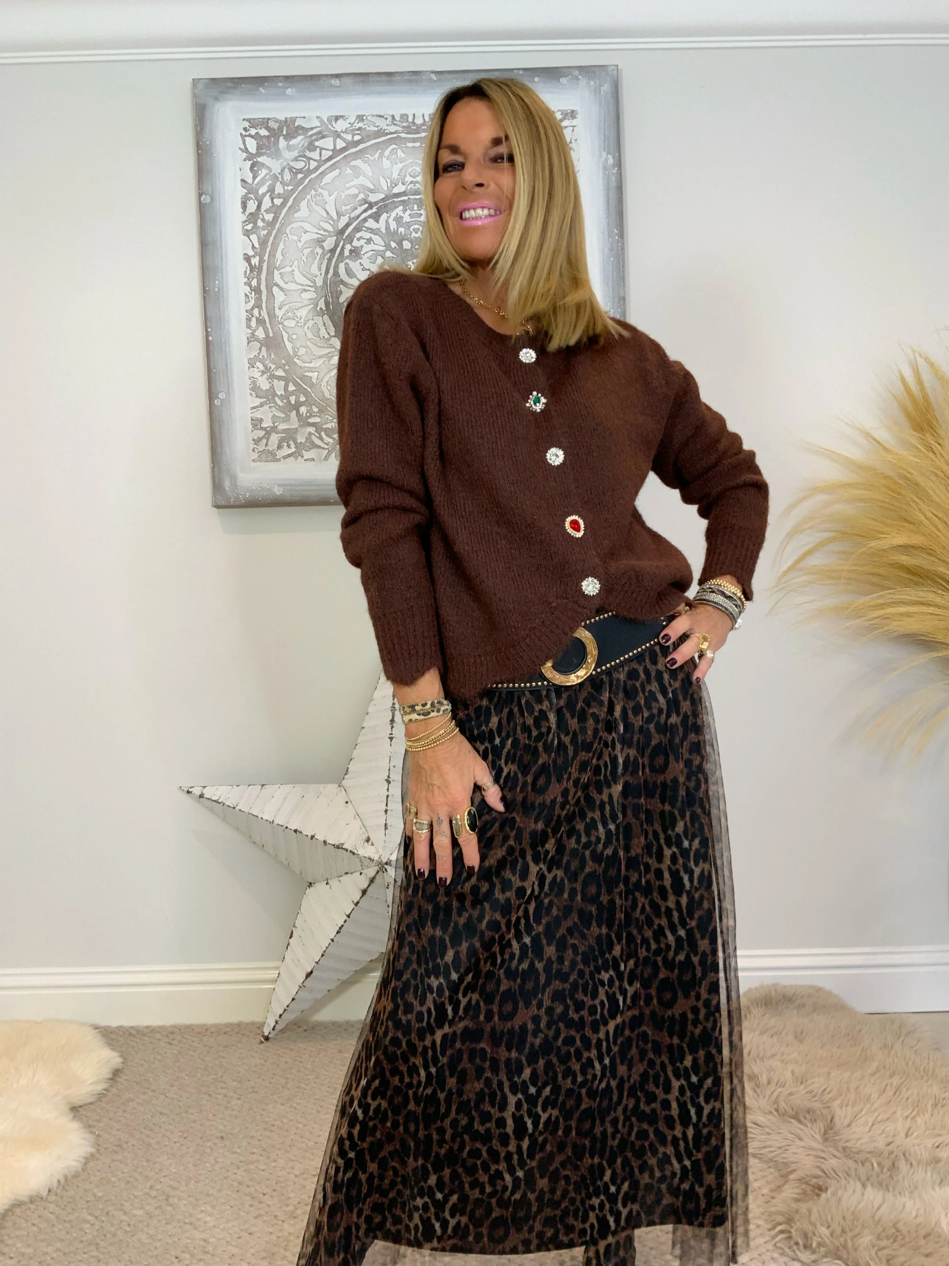 Diamante Button Cardigan