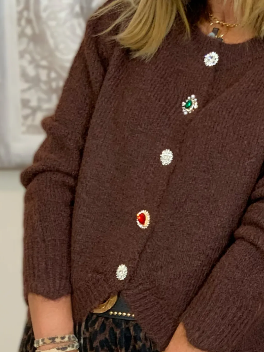 Diamante Button Cardigan