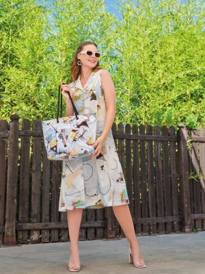 Dolcezza Simply Art Linen Shirt Dress - "Untitled 9" 23662