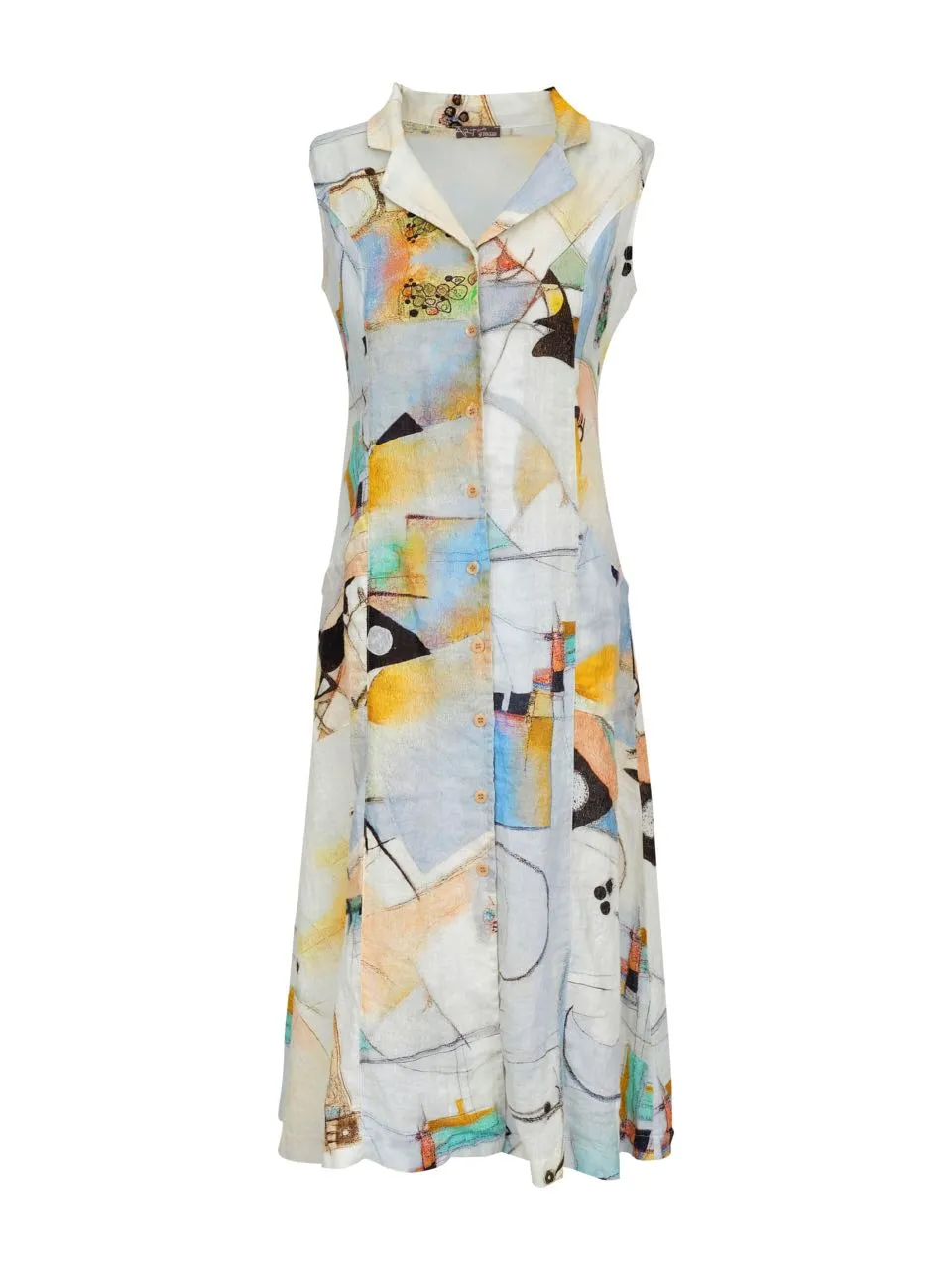 Dolcezza Simply Art Linen Shirt Dress - "Untitled 9" 23662