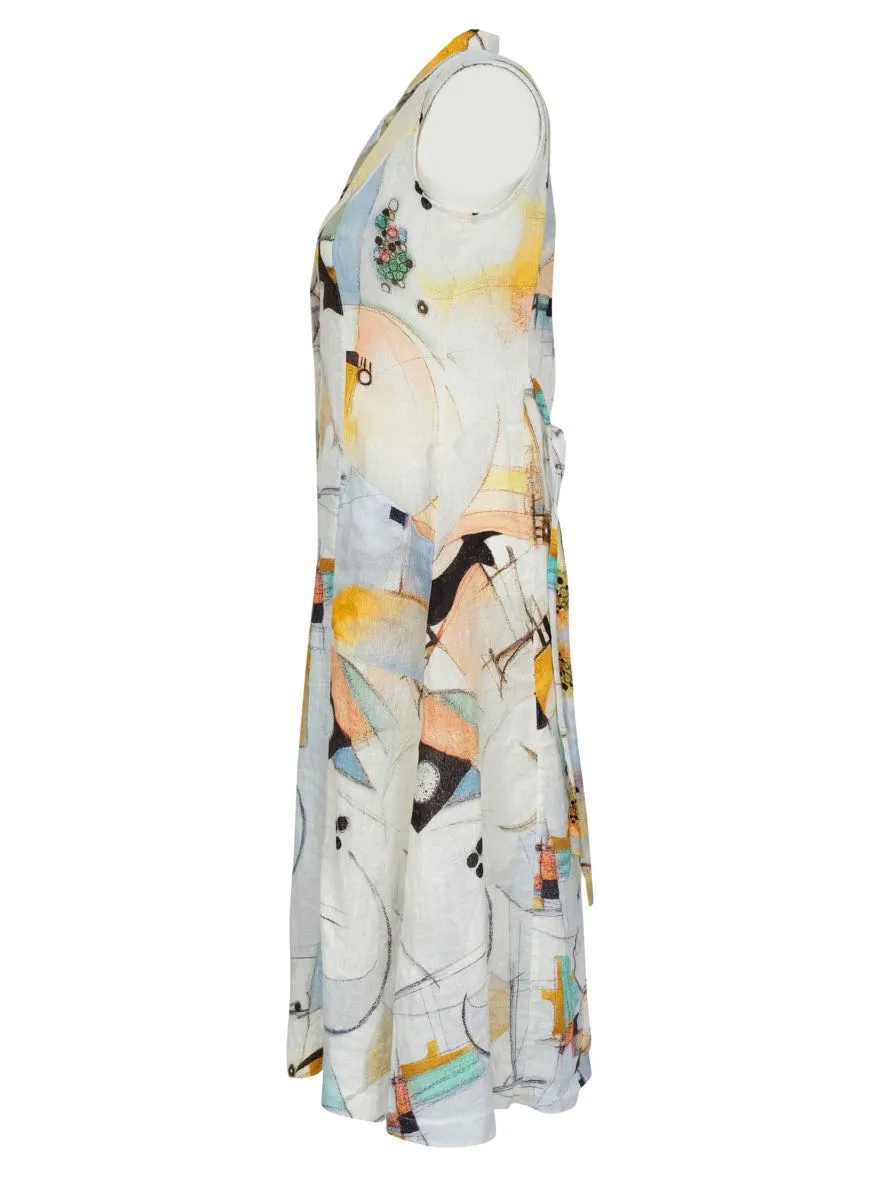 Dolcezza Simply Art Linen Shirt Dress - "Untitled 9" 23662