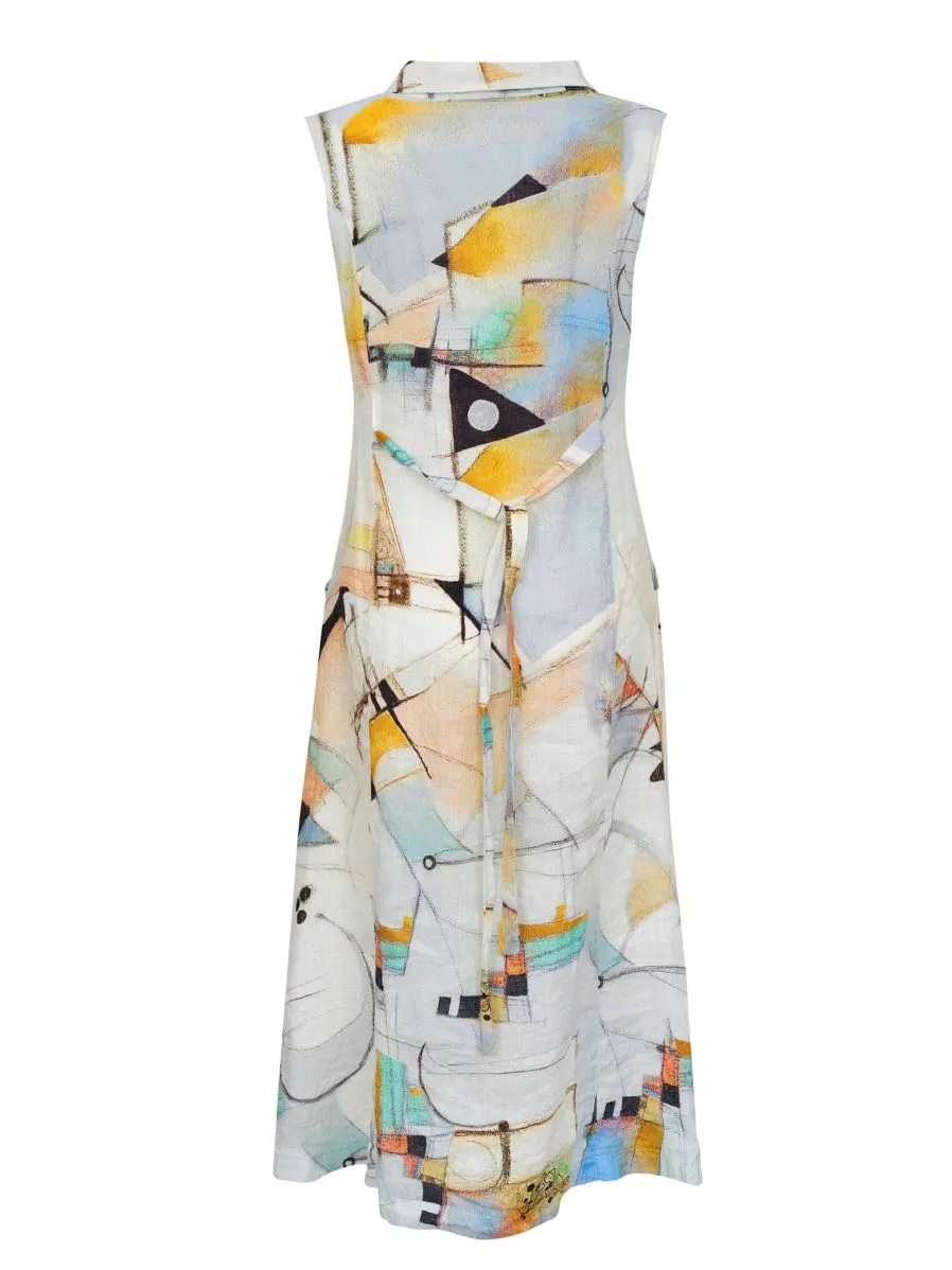 Dolcezza Simply Art Linen Shirt Dress - "Untitled 9" 23662