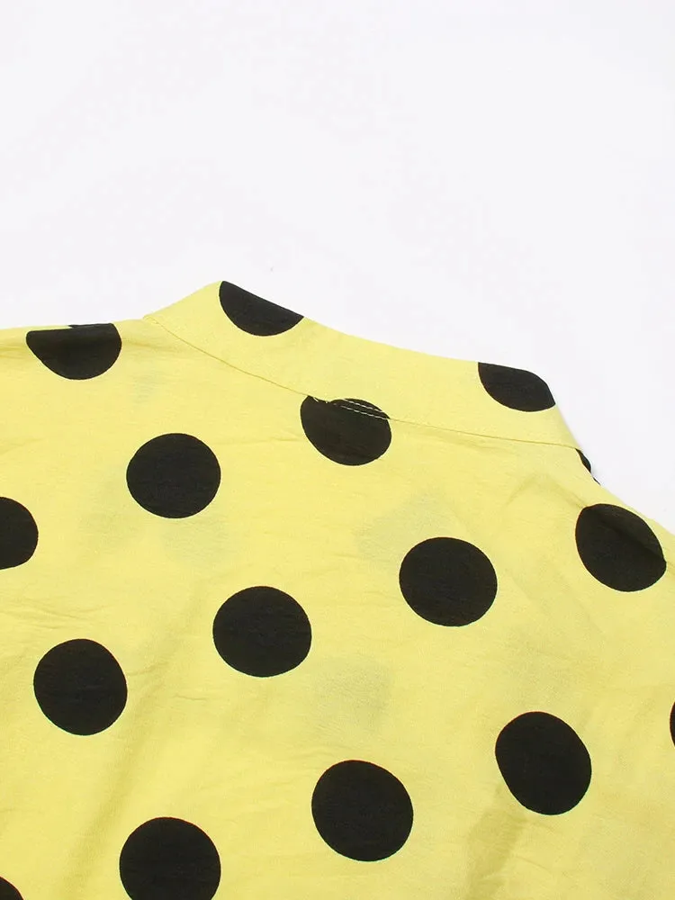 Dot Coats For Women Lapel Long Sleeve Patchwork Hit Color Elegant Temperament Coat Female Autumn Clothing Fashion