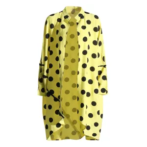 Dot Coats For Women Lapel Long Sleeve Patchwork Hit Color Elegant Temperament Coat Female Autumn Clothing Fashion